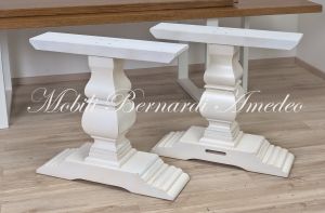 TF573 Tavolo fratino in rovere con gambe bianche a balaustra