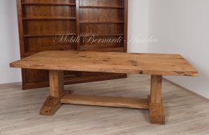 Tavolo fratino in rovere massello piallato e spazzolato finitura colore naturale