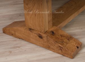 Tavolo fratino in rovere massello piallato e spazzolato finitura colore naturale