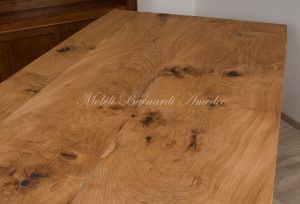 Tavolo fratino in rovere massello piallato e spazzolato finitura colore naturale
