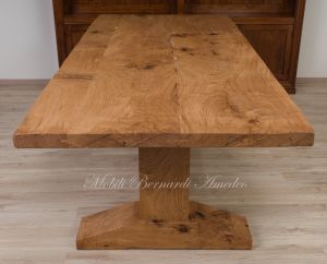 Tavolo fratino in rovere massello piallato e spazzolato finitura colore naturale