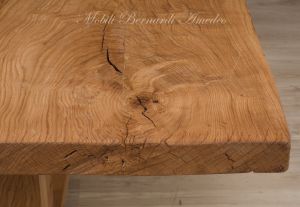 Tavolo fratino in rovere massello piallato e spazzolato finitura colore naturale