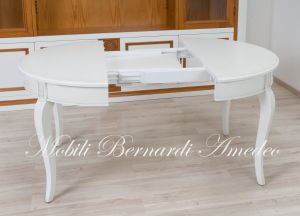 Tavolo rotondo allungabile stile classico finitura colore bianco diametro 100 cm