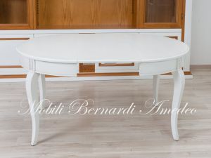 Tavolo rotondo allungabile stile classico finitura colore bianco diametro 100 cm