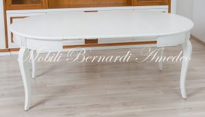 Tavolo rotondo in legno stile classico con prolunghe laccato colore bianco