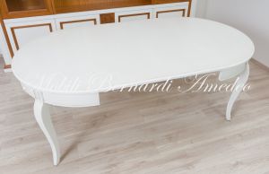 Tavolo rotondo in legno stile classico con prolunghe laccato colore bianco