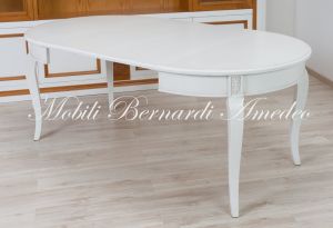 Tavolo rotondo in legno stile classico con prolunghe laccato colore bianco