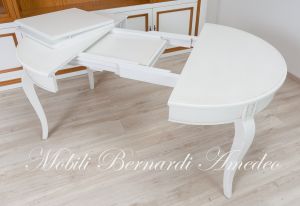 Tavolo rotondo in legno stile classico con prolunghe laccato colore bianco