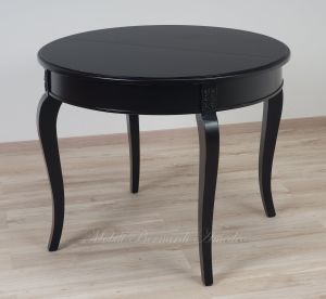 Tavolo rotondo in legno stile classico finitura colore nero con 2 allunghi
