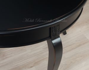 Tavolo rotondo in legno stile classico finitura colore nero con 2 allunghi