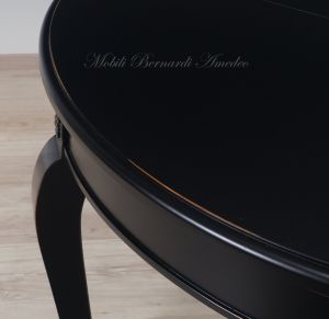 Tavolo rotondo in legno stile classico finitura colore nero con 2 allunghi