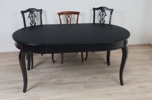 Tavolo rotondo in legno stile classico finitura colore nero con 2 allunghi