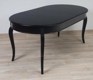 Tavolo rotondo in legno stile classico finitura colore nero con 2 allunghi
