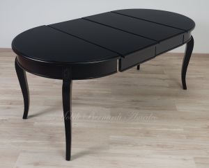 Tavolo rotondo in legno stile classico finitura colore nero con 2 allunghi