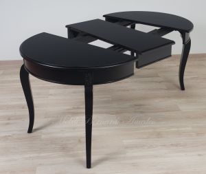 Tavolo rotondo in legno stile classico finitura colore nero con 2 allunghi