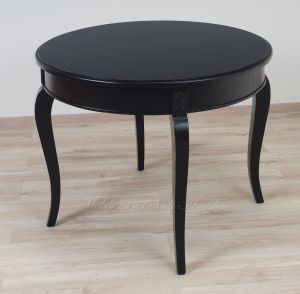 Tavolo rotondo in legno stile classico finitura colore nero con 2 allunghi