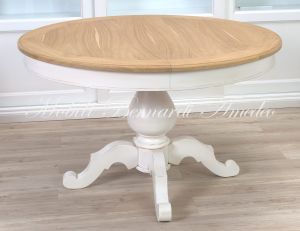 TA922 Tavolo rotondo con gamba centrale diametro 130 cm 1 prolunga
