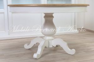 TA922 Tavolo rotondo con gamba centrale diametro 130 cm 1 prolunga