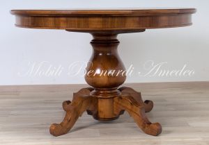 TA924 Tavolo rotondo in noce intarsiato diametro 125 cm