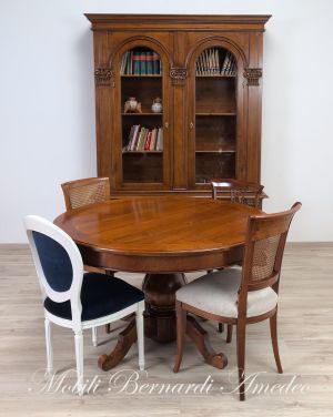 TA927 Tavolo rotondo in legno con 4 prolunghe diametro 130 cm