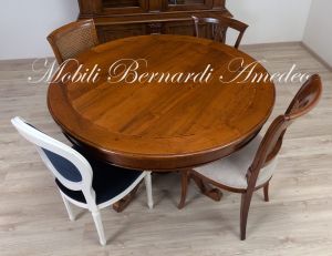 TA927 Tavolo rotondo in legno con 4 prolunghe diametro 130 cm