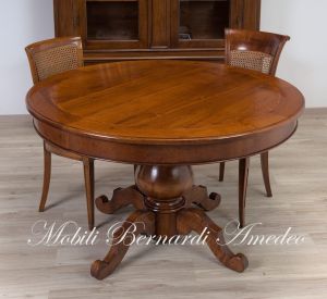 TA927 Tavolo rotondo in legno con 4 prolunghe diametro 130 cm