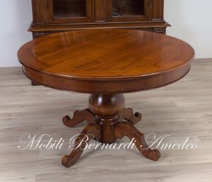 TA927 Tavolo rotondo in legno con 4 prolunghe diametro 130 cm
