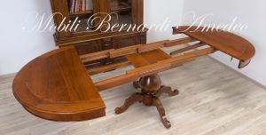 TA927 Tavolo rotondo in legno con 4 prolunghe diametro 130 cm