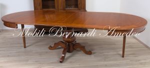 TA927 Tavolo rotondo in legno con 4 prolunghe diametro 130 cm