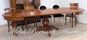 TA927 Tavolo rotondo in legno con 4 prolunghe diametro 130 cm