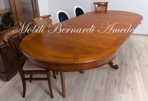 TA927 Tavolo rotondo in legno con 4 prolunghe diametro 130 cm
