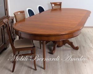 TA927 Tavolo rotondo in legno con 4 prolunghe diametro 130 cm