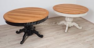 Tavoli rotondi in legno stile classico contemporaneo con prolunga aggiuntiva e finiture colore bianco e nero
