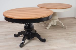 Tavoli rotondi in legno stile classico contemporaneo con prolunga aggiuntiva e finiture colore bianco e nero