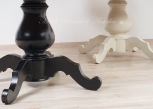 Tavoli rotondi in legno stile classico contemporaneo con prolunga aggiuntiva e finiture colore bianco e nero