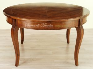 Tavolo classico rotondo diametro 140 cm in legno di noce con prolunghe