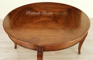 Tavolo classico rotondo diametro 140 cm in legno di noce con prolunghe