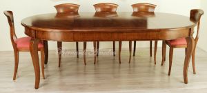 Tavolo classico rotondo diametro 140 cm in legno di noce con prolunghe