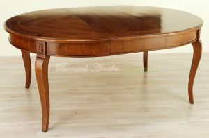 Tavolo classico rotondo diametro 140 cm in legno di noce con prolunghe