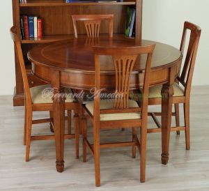 Tavolo classico diametro 120 cm con gambe intagliate