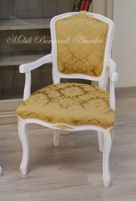 Poltroncina Parigina Bianco Oro Damasco 02