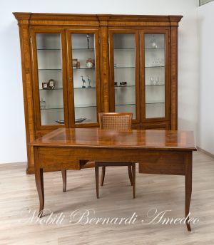 Libreria Classica Noce Intarsiato Olivo Ante Vetro 11