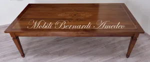 Walnut living room table with central inlay