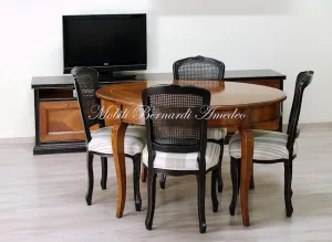 Classic oval walnut table with style chairs