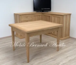 Kitchen table with extensions and sideboard made of oak wood