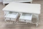 Tavolino da salotto laccato bianco anticato 2 cassetti