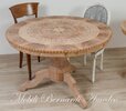 Tavolo rotondo in legno intarsiato noce classico artigianale 120 cm