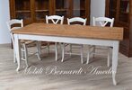 Tavolo country in legno massello di abete vecchio finitura bicolore bianco anticato