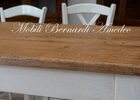 Tavolo country in legno massello di abete vecchio finitura bicolore bianco anticato