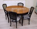 Tavolo ovale con sedie finitura bicolore nero anticato
